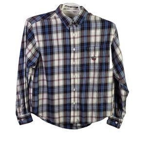 Cruel‎ Girl Women's Medium Blue White Checkered Long Sleeve Button Down Shirt